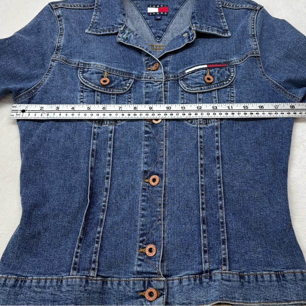Tommy Jeans Denim Jacket Womens Size L Medium Wash Stretch Classic Blue Jean - Picture 6 of 10